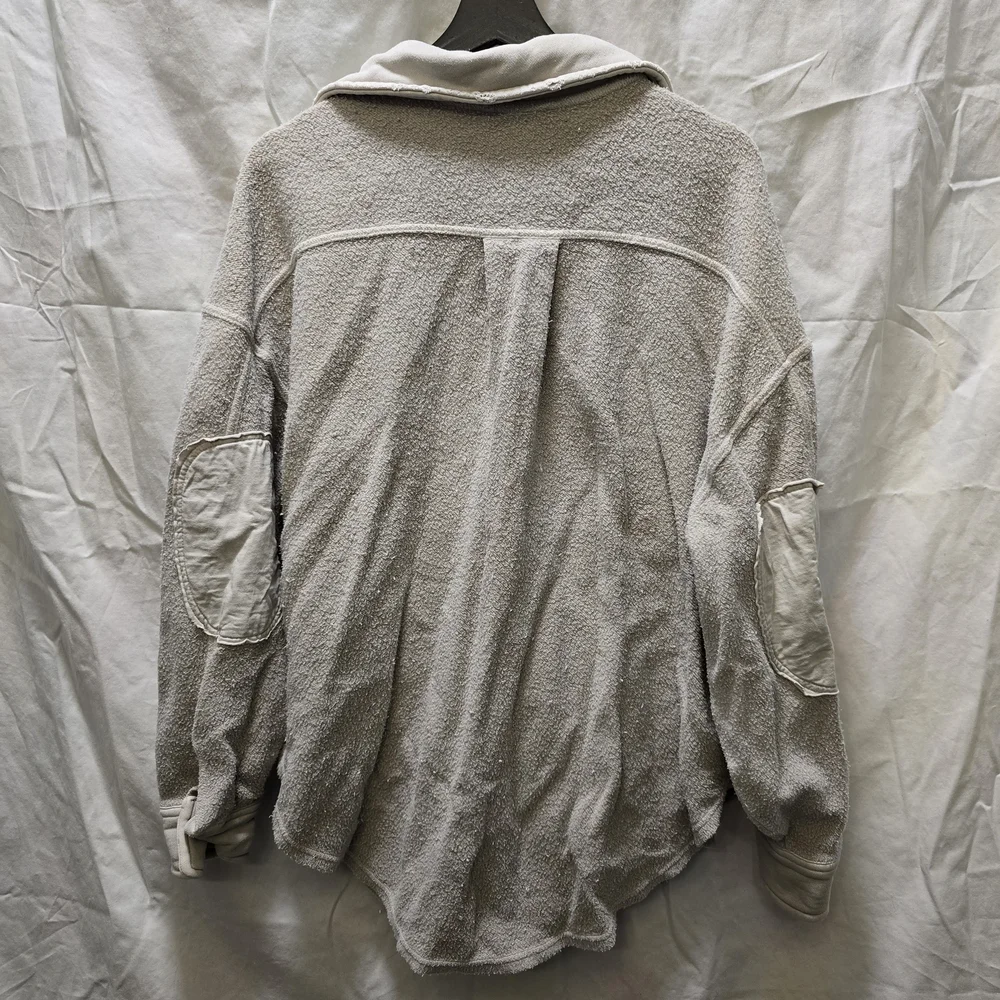 Free People Ruby Cream Teddy Jacket XS Button Down Shacket Oversized‎ Relaxed